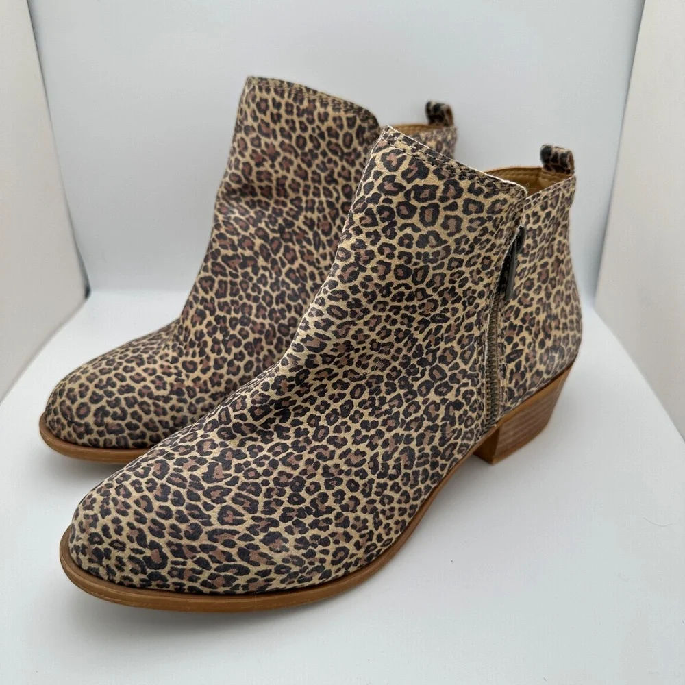 Lucky Brand Leather Cheetah Print Booties Size 9.5